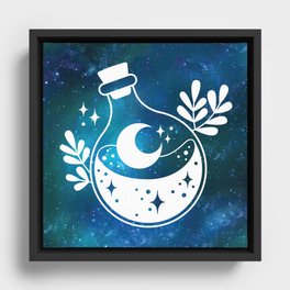 Galaxy Moon Bottle Framed Canvas