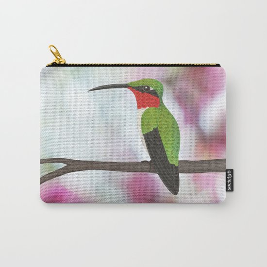 ruby throated hummingbird - male on pink bokeh Carry-All Pouch