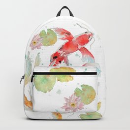Watercolor Painting of Picture "Koi Pond" Backpack