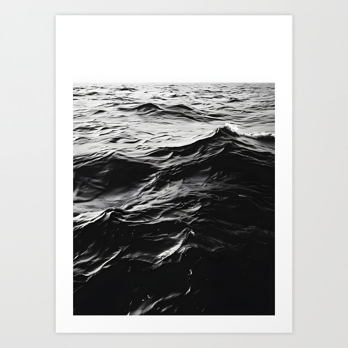 Monochrome Majesty: Photorealistic Ocean Art Print