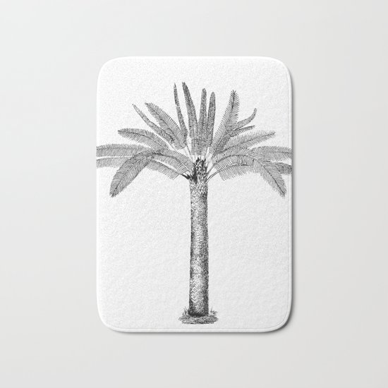 Vintage Palm Tree black and white Bath Mat