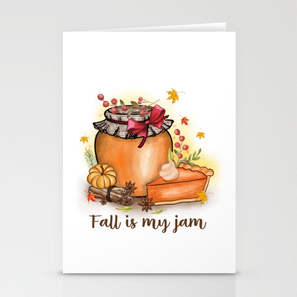 Fall is my jam pumpkin pie design Stationery Cards