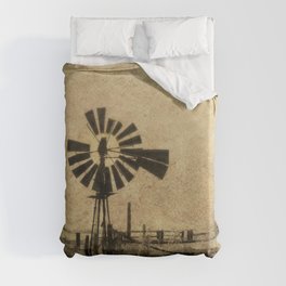 Old Windmill • Sepia • Western • Infrared • Texture Duvet Cover
