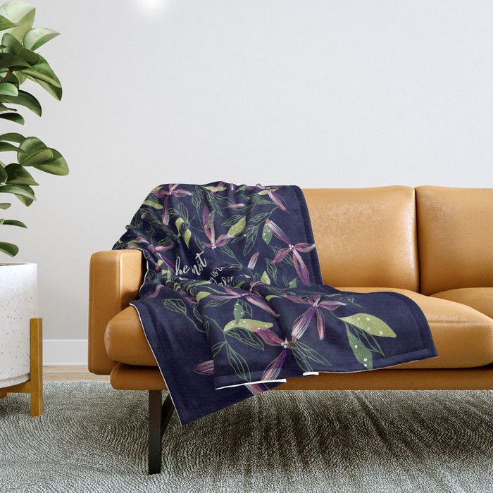 Flower of a brush touch design illustration / Purple Throw Blanket