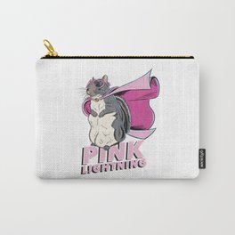 Little Thumbelina Girl: Pink Lightning Ready for Adventure! Carry-All Pouch | Typography, Squirrel, Pink, Comic, Pastel, Digital, Ink Pen, Street Art, Pop Art, Superhero 