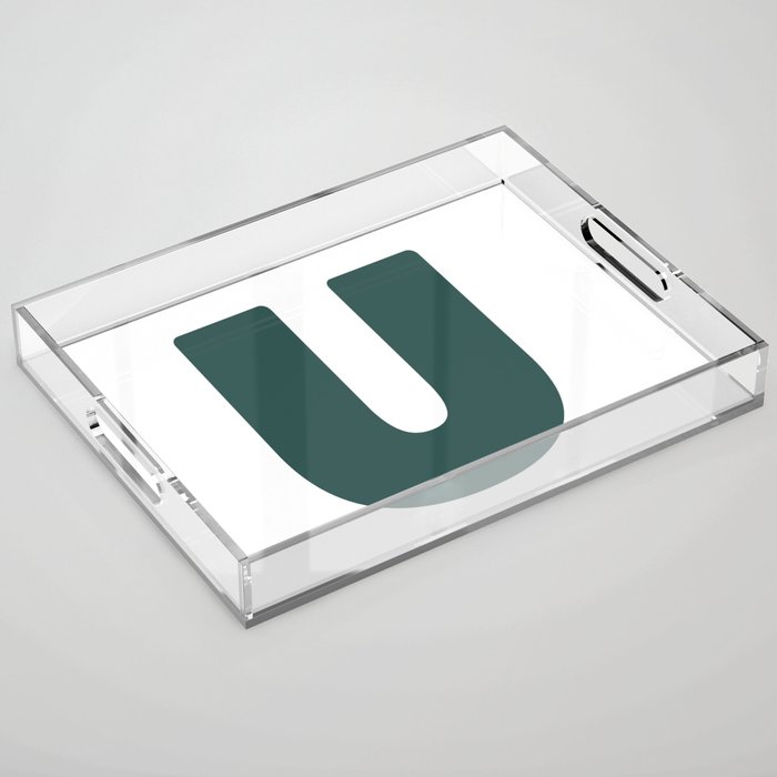U (Dark Green & White Letter) Acrylic Tray
