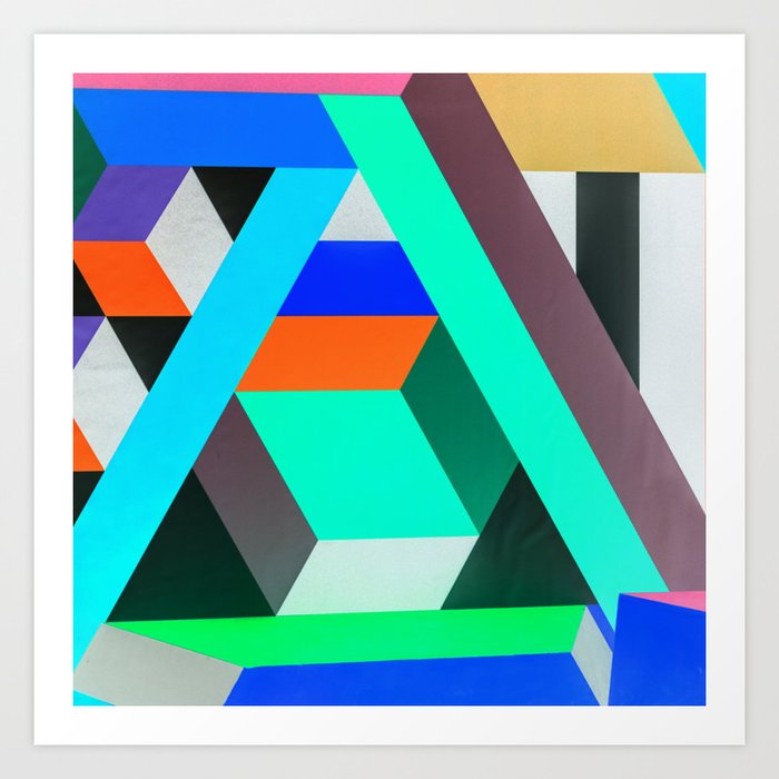Teal Geometric Artwork - Abstract Pattern Art Print