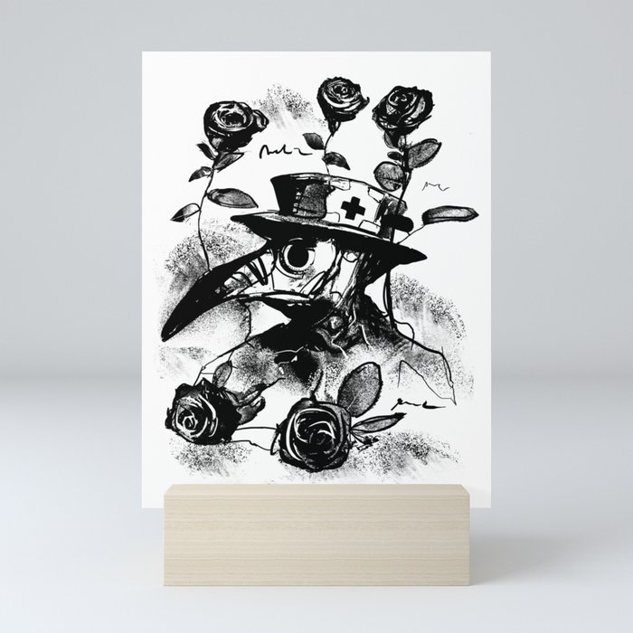 Plague Doctor Roses Mini Art Print