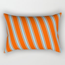 [ Thumbnail: Red and Sky Blue Colored Pattern of Stripes Rectangular Pillow ]