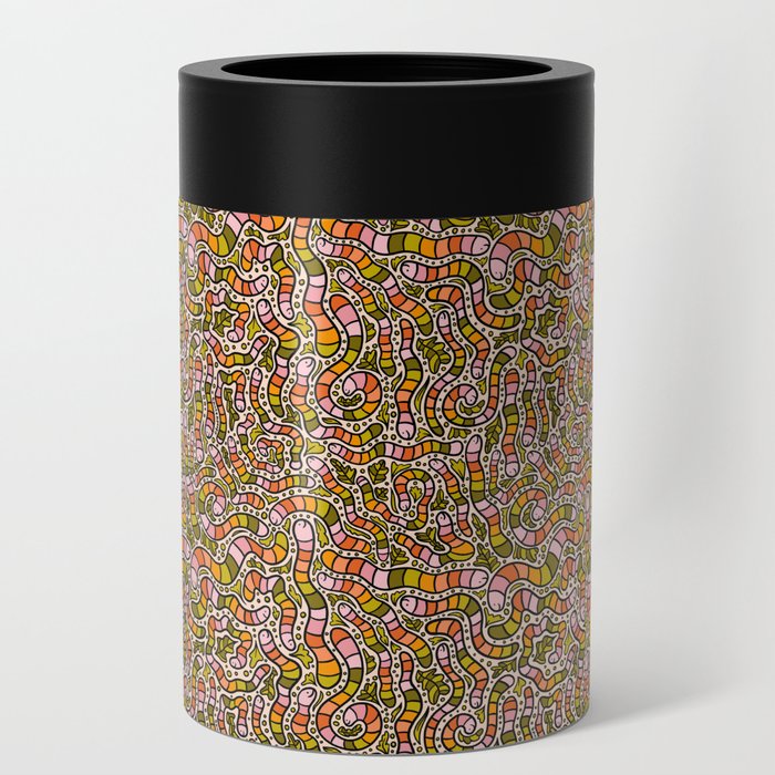 Rainbow Worms Print Can Cooler