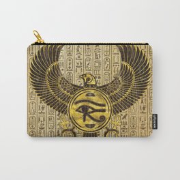 Egyptian Eye of Horus - Wadjet Gold and Wood Carry-All Pouch
