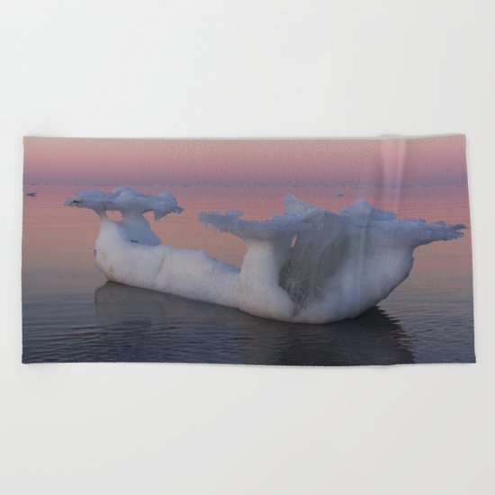 Viking Iceberg Ship Beach Towel
