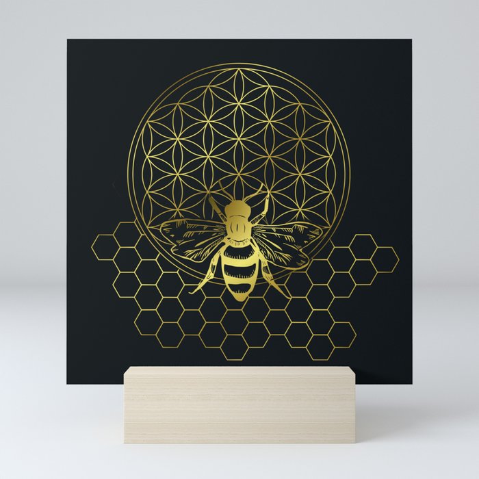 Honey Bee Flower of Life Mini Art Print