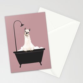 Llama in Bathtub Stationery Card