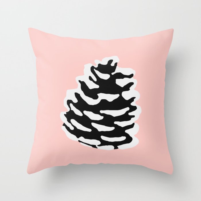 Christmas snowy pine cone on light pink Throw Pillow by ARTbyJWP | society6.com