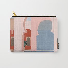 traveling via illustration Carry-All Pouch | Print, Travel, Summer, Moroccan, People, Drawing, Colored Pencil, Mom Son, Pastel Art, Vacation 