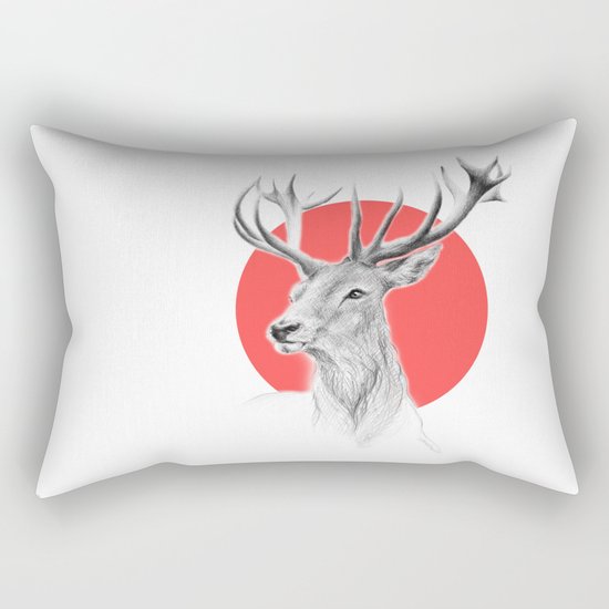 Deer | red Rectangular Pillow