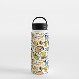 Painted Seashells – Yellow & Navy Water Bottle