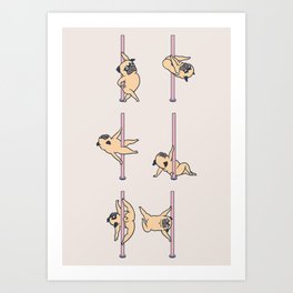 Pugs Pole Dancing Club Art Print