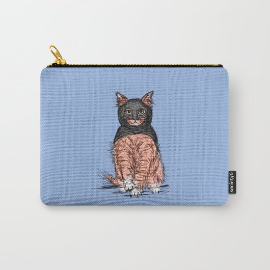 Periwinkle Pink Bat Cat Carry-All Pouch