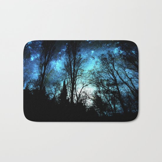 Black Trees Deep Teal SPACE Bath Mat
