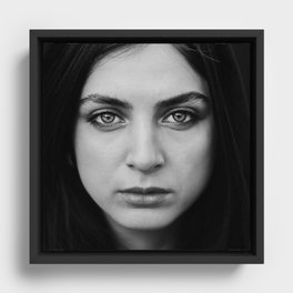 Portrait of woman Black and white Framed Canvas