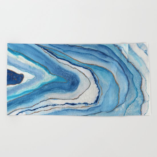 AGATE Inspired Watercolor Abstract 02 Beach Towel