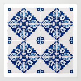 Portuguese Tile in Blue and White - Portugal Travel Photography Art Print