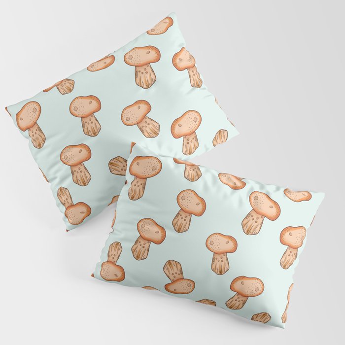 Cute Mushroom Lover On Blue Background Print Pattern Pillow Sham