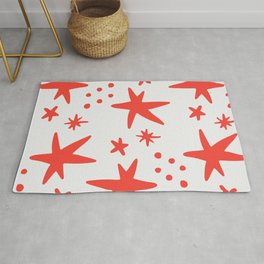 Red stars childrens color style Rug