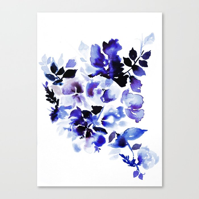 ink blue plant, botanical, navy Canvas Print