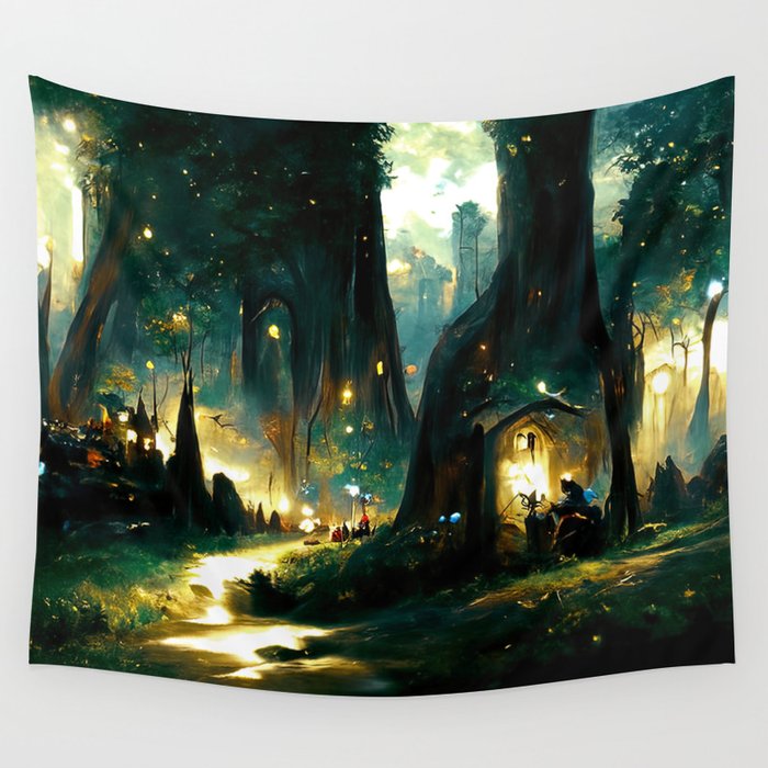 Walking through the fairy forest Wall Tapestry