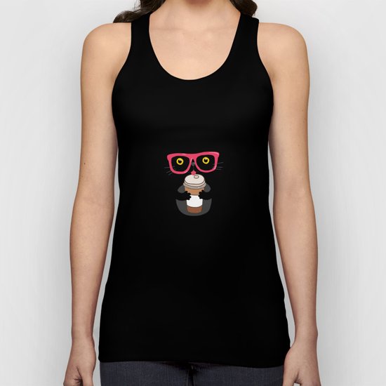 Black cat + coffee Unisex Tank Top