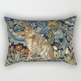 William Morris Forest Rabbit Floral Art Nouveau  Rectangular Pillow