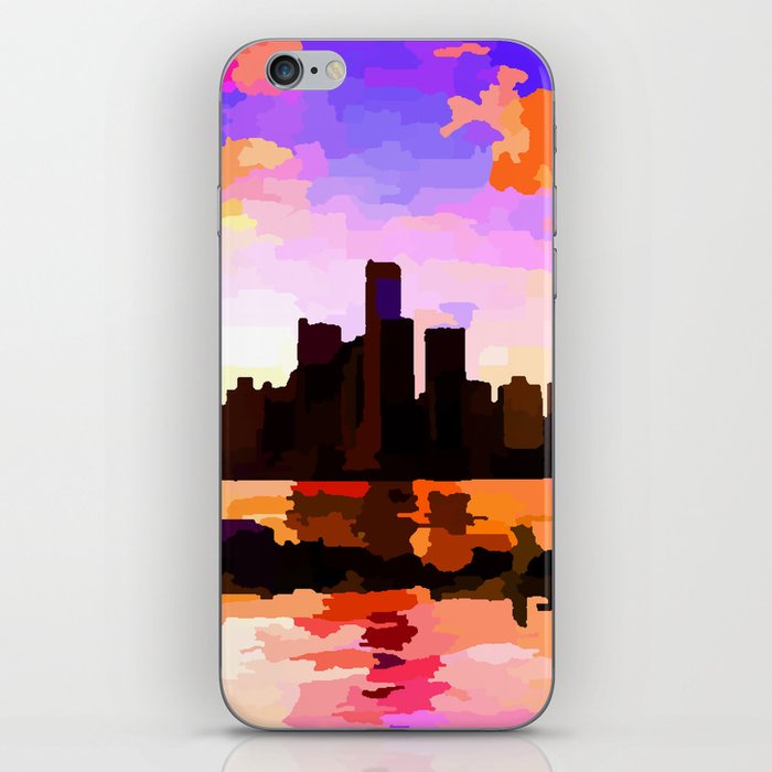 Detroit Skyline at Sunset  iPhone Skin