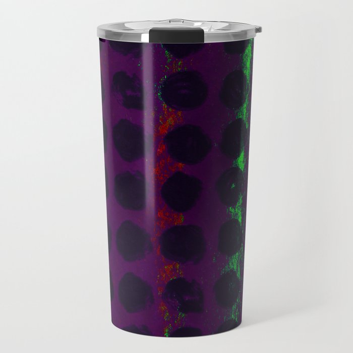 dark purple and green paint dots daubs Travel Mug