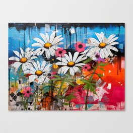 Grunge Blooms Canvas Print