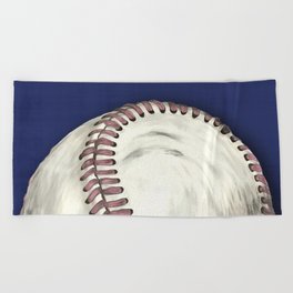 Vintage Distressed Baseball Art Navy Blue Beach Towel