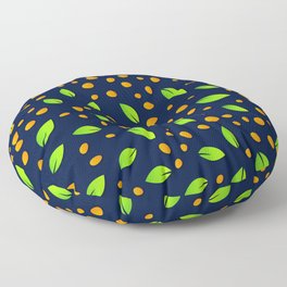 Orange & Green Color Dotted & Leaf Design Floor Pillow