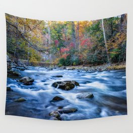 Fall in the Smokies - Laurel Creek Flows Through Fall Color in Great Smoky Mountains Tennessee Wall Tapestry