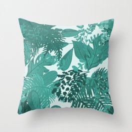 Turquoise flowers Throw Pillow