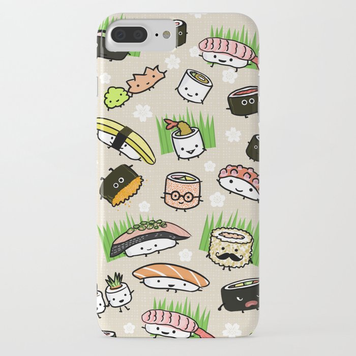 Kawaii Sushi Friends | Cute Assortment of Sushi Rolls, Sashimi, Wasabi, Ginger iPhone Case