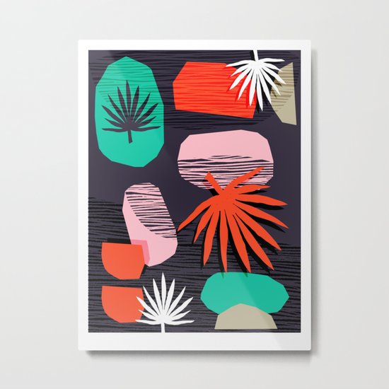 Dank - memphis style 80's throwback neon shape palm house plant retro vintage decor hipster art Metal Print
