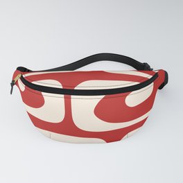 Retro Piquet Mid Century Modern Abstract Pattern in Red and Almond Cream Fanny Pack
