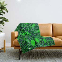 Oh, So Green Mandala Art Throw Blanket