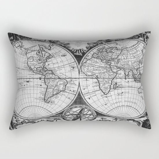 Vintage Old Map Design Rectangular Pillow