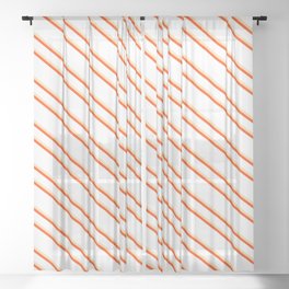 [ Thumbnail: White, Tan, and Red Colored Stripes/Lines Pattern Sheer Curtain ]