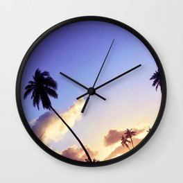 Love Palm Trees Coast  - Colorful Seaside Landscape Sunset Wall Clock