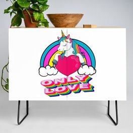 Cute Unicorn Holding A Red Heart – Valentine's Day Gift Credenza