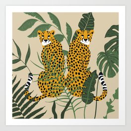 Palm Jungle Cheetah Prints Art Print